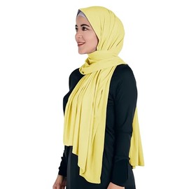 Lina & Lily Maxi Hijab Jersey Premium, Headscarf Scarf Turban for Muslim Women, yellow