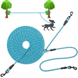 MOTZABO 30FT Dog Leash for 2 Dogs - Reflective Dog Trolley Runner Tie Out Cable for Yard, Camping, Training, Outdoor - Running Lead Rope Leash for 2 Dogs Walking Outside