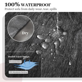 ROFASVCO 1OO% Waterproof Sectional Couch Covers for Dogs Chenille L Shape Sofa Cover Blanket Set 2 Pieces Sectional Slipcover with Tassel Soft Washable Pet Furniture Protector (XX-Large, Dark Grey)