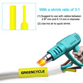 GREENCYCLE Compatible for Dymo 18056 Heat Shrink Tubes Industrial Label Tape 1/2-Inch (12 mm) x 5 ft (1.5m) for use with DYMO Rhino 5200 4200 3000 5000 6000 Label Makers, (Black on Yellow, 1 Pack)