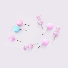 Mecmbj Cork Board Pins,100pcs Drawing Pins,Map Push Pins,Decorative Coloured Map Pins with Plastic Heads and Steel Points for Map Drawing Wall Map Photos Cork Notice Board Stationery(Blue, Pink)