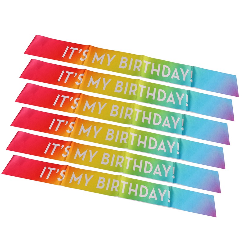 6 Pcs Birthday Sash Reusable Soft Comfortable Colorful Satin Birthday