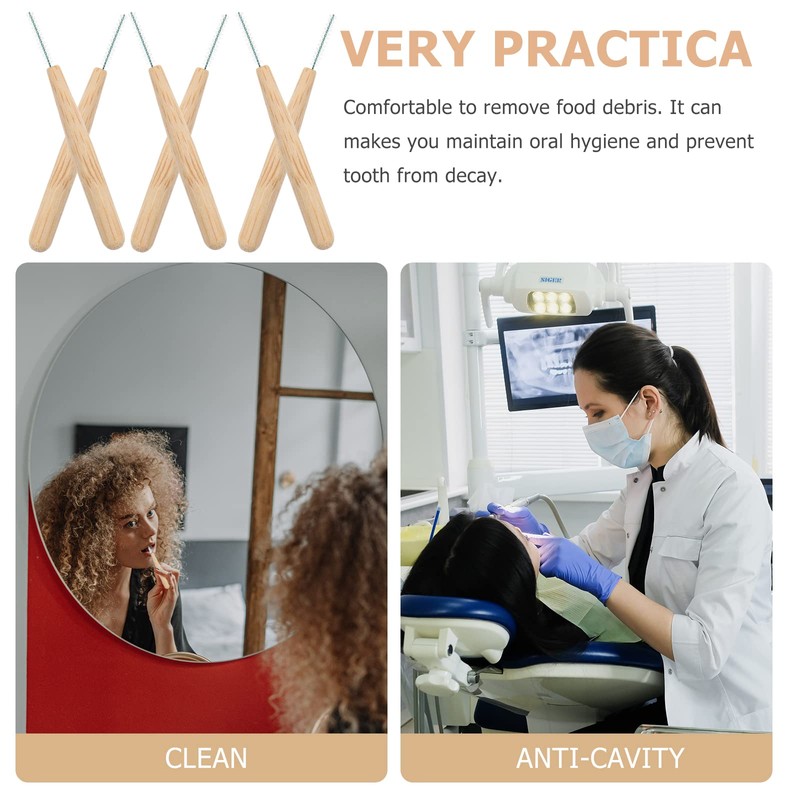 Healifty 30pcs Biodegradable Bamboo Handle Interdental Brushes Between Teeth Cleaner