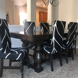 SearchI 6 Pack Dining Room Chair Covers Slipcover Protector, Super Fit Stretch Removable Washable Spandex Fabric Chair Covers for Kitchen, Hotel, Ceremony (Black, 6 per Set)