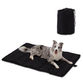BDEUS 51x35In Extra Large Size Outdoor Dog Bed, Waterproof & Portable Camping Travel Pet Mat, Easy to Clean, Washable Odor Resistant Pet Cooling Pad (Black)