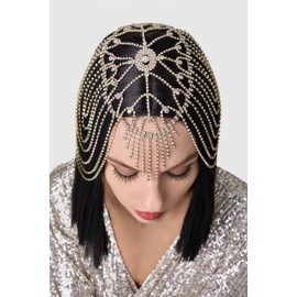 BABEYOND 1920s Headband Women's Hair Chain Gatsby Costume Accessories 20s Flapper Flashing Headband Gold