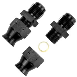 QWORK 6AN Male to 5/16" Hardline Compression Fitting Adapter, Black, Pack of 2, Aluminum Alloy, Black, Fits to 5/16" OD hardline