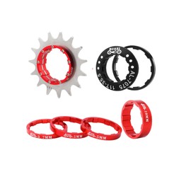 Bike Single Speed Conversion Kit 12T13T/14T/15T/16T/17T/18T/19T/20T/21T/22T Bicycle Single Speed Cassette & Spacers Accessories (Red, 21T)