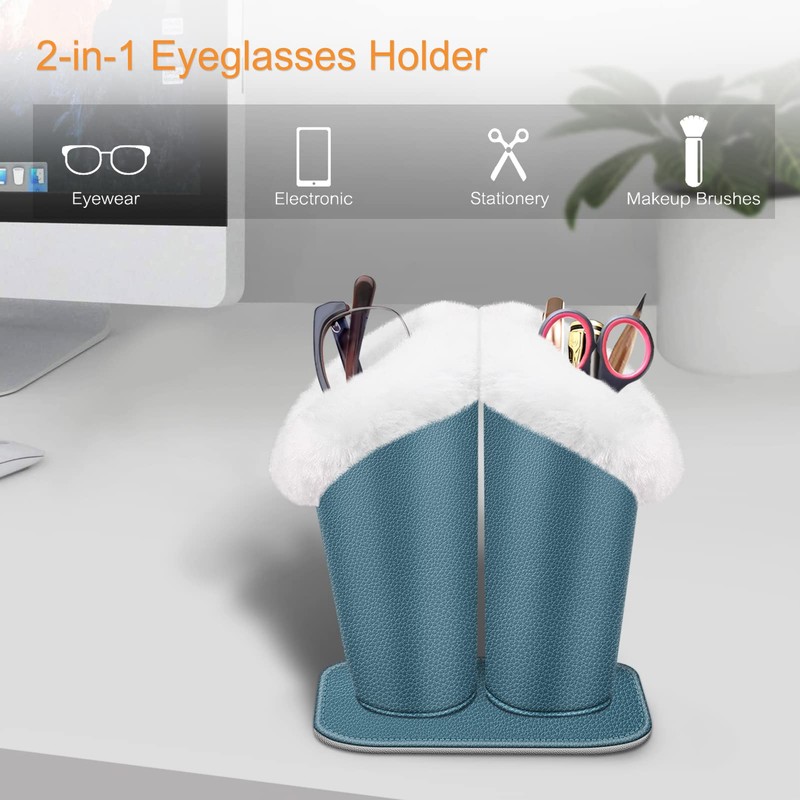 Fintie Plush Lined Double Eyeglasses Holder with Magnetic Base, Glasses