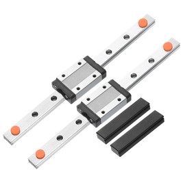 sourcing map 2pcs MGN12 200mm Linear Guide Rail with 2pcs MGN12H Sliding Carriage Block and 2pcs Plastic Mini MGN12 Linear Guide for DIY 3D Printers and CNC Machine, Black