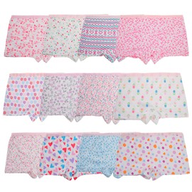 Anktry Kids 12 Pack Soft Comfort Cotton Knickers Underwear Little Girls Assorted Boyshort Panties 2-12 Yrs (Assorted-1,10-12 Years)