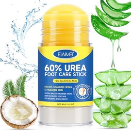 Crema en barra de urea 60% más 2% ácido salicílico, crema de urea para pies y callos de máxima fuerza para talones secos agrietados, manos, rodillas, 