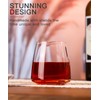 Stemless Wine Glasses Set of 6-15oz【Hand-Blown】 Durable Red White Wine