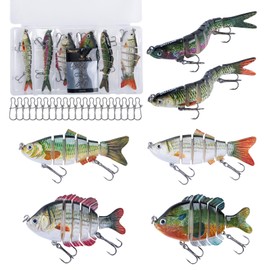 Goture Bass Fishing Lures, Lifelike Jointed Swimbait for Trout Walleye Crappie Pike, Slow Sinking Segment Swimming Bait Fishing Lure for Freshwater and Saltwater, Bass Lures with Tackle Box and Snaps