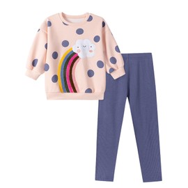 Youlebao Girls' Sweatshirt and Leggings Set - Soft Fleece 2-Piece Outfit for Toddler Kids Ages 2-7 (03#rainbow, 6T)