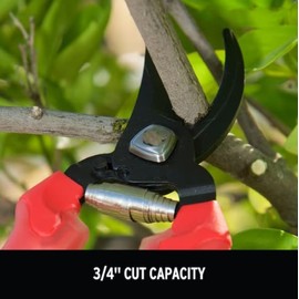 Bypass Hand Pruner with Carbon Steel Blade, Ergonomic Soft Grip Handle, Non-Stick Coating