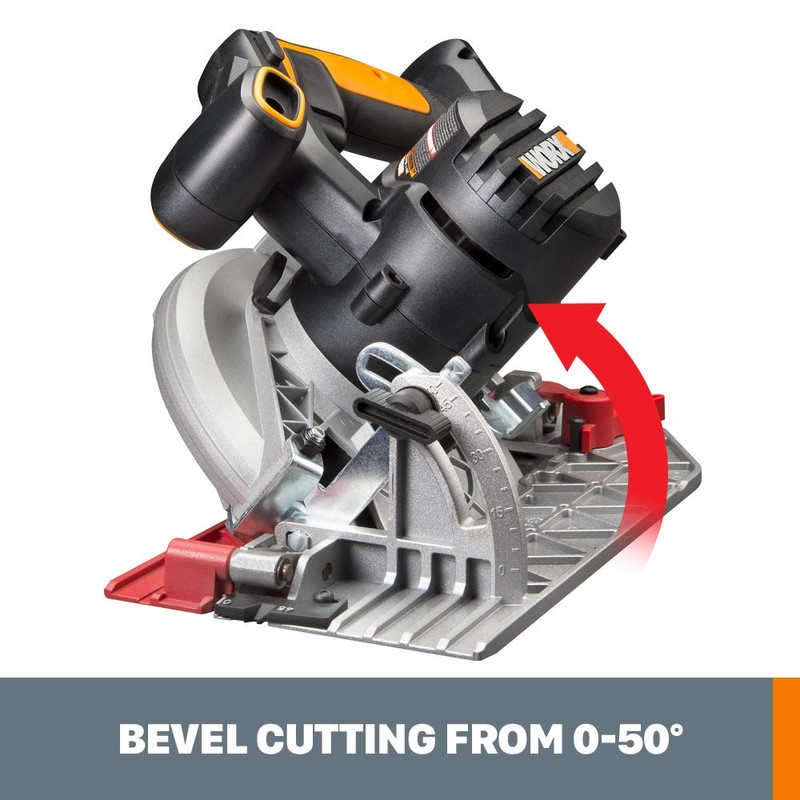 WORX 20V Cordless Circular Saw, 6-1/2-Inch,0-50 Degree Bevel Capability,Tool Only