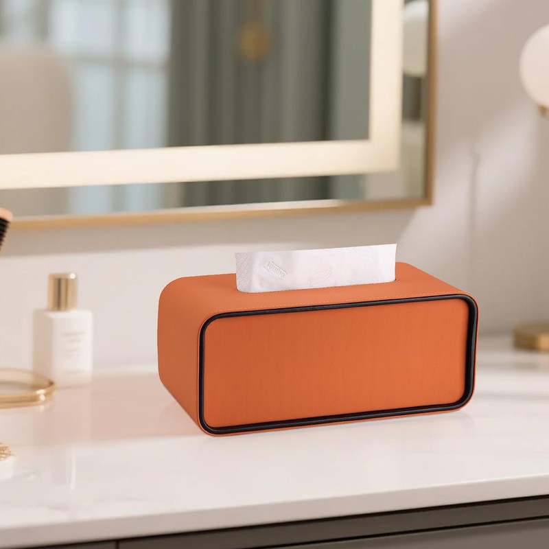 GORESE Tissue Box, Leather Rectangular Cosmetic Tissue Box, Paper Tissue