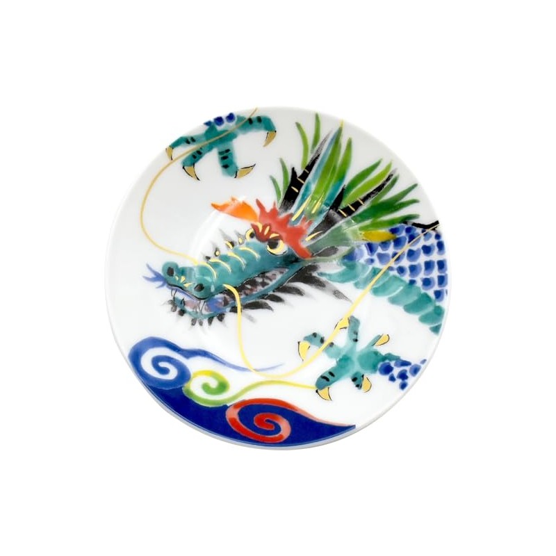 Ceramic Indigo Chitose Edge Small Plate, Dragon Size: Approx. φ4.1
