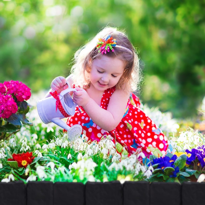 Relaxdays 10-Piece Flower Bed Surround, Stone Look, Lawn Edging for