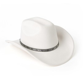 Zokunari Suede Cowboy Hat Western Wide Brim Womens Hats Cowgirl Hats Cream-Black Ribbon
