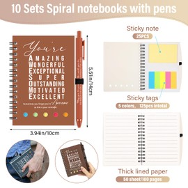 Jetec 10 Sets Employee Christmas Gifts Bulk Inspirational Spiral Notebook with Pens and Sticky Notes Pen Holder Employee Appreciation Gifts for Coworker Staff Teacher Team Nurse (Morandi Earth)