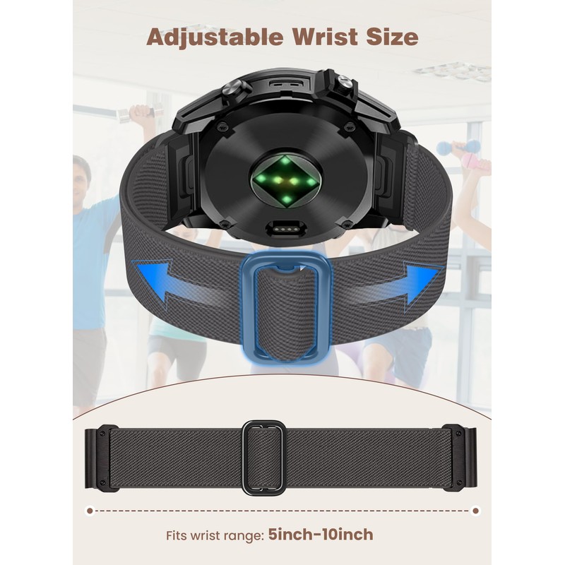Quickfit-26MM-Nylon Watch Band Compatible with Garmin Fenix 8 AMOLED-51mm/Fenix 7X/Fenix