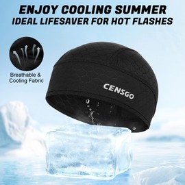 CENSGO Skull Cap Helmet Liner for Men Women, Cycling Cap Sweat Wicking Liner, Cooling Head Cover for Running, Hard Hat, Motorcycle(Black+Light Grey)