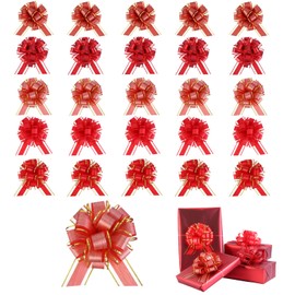 FORBINBO 20 Pcs Pull Bows for Gift Wrapping, 5 Types of 6 Inches Gift Bows with Ribbon For Wedding, Valentines Day, Birthday, Anniversary, Florist Packaging ，Flower Bouquets and Basket(Red)