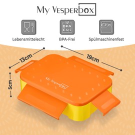 My Vesperbox – Mini Lite Bento Box – Children's Lunch Box –Extremely Robust Lunch Box – Ideal for Nursery and School (Orange – Yellow)