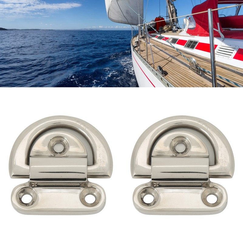 Stainless Steel Marine Folding Pad Eye Cleat Heavy Duty D