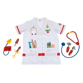 Klein: PRO Doctor Costume - White & Red - 6pc Set, Dress Up Outfit,Toy Accessories, Stethoscope-Syringe-Thermometer-Blood Pressure Meter, Kids Age 3+