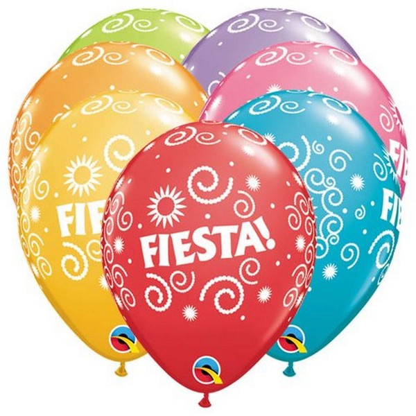 Qualatex Latex Balloons 43401-Q Fiesta Swirls, 11", Multicolored