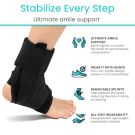 Vive Lace Up Ankle Brace for Women & Men - Compression Sleeve For Achilles Tendonitis, Sprains - Foot Support for Plantar Fasciitis, Injured Feet - Adjustable Wrap for Basketball, Running, Sports (X-Small)