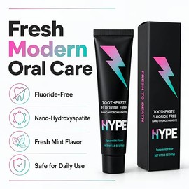Hype Nano Hydroxyapatite Toothpaste - Fluoride Free Remineralizing Toothpaste for Enamel Care & Sensitive Teeth, SLS Free Natural Whitening Formula, D
