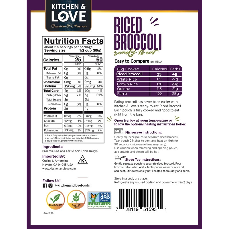 Kitchen & Love Riced Broccoli 8 oz (6 Pack) |