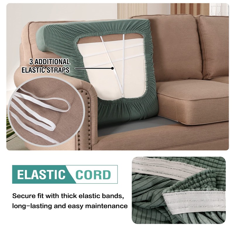 GAMUKAI 2PC Stretch T Cushion Sofa Slipcovers Individually Loveseat Sofa