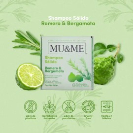Shampoo Solido Mu&me Romero & Bergamota Crecimiento 140gr