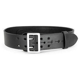 First Class Leather Sam Browne Police, Sheriff, and Security Leather-Lined, 2.25" Width Plain and Basketweave Duty Belt (42, Nickel Sam Browne Plain)