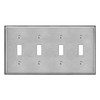 BESTTEN 4 Gang Toggle Switch Metal Wall Plate with Ｗhite