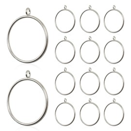 14Pcs Large Metal Curtain Rings 63mm/2.48in Inner Diameter with Eyelets, Shower Curtain Rings Hoops, Drape Sliding Eyelet Rings for Rod, Closed Drapery Rings, Curtain Clip Rings (Silver)