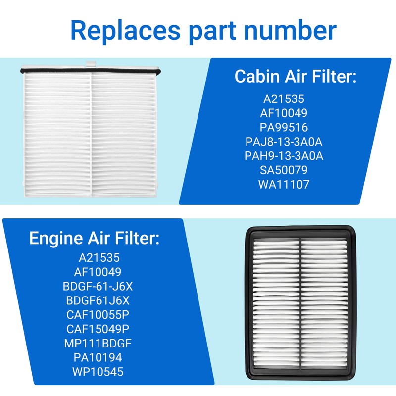 Engine and Cabin Air Filter BDGF-61-J6X PAH9-13-3A0A Fits for Mazda