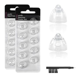 Hearing Aid Domes for Oticon Replacements,20 Pieces with 10 Double Vent Bass and 10 Open Domes,Cleaning Brush, Universal Hearing Aid Accessories for Oticon Supplies (8mm)