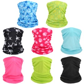 kilofly 6/8 pc Multi-purpose Seamless Headwear Bandanas Mixed Set Value Pack