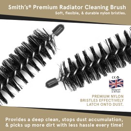 Smith’s® Premium Radiator Cleaning Brush | 70cm (27.5 Inches) | Flexible Nylon Bristles | Smooth Wooden Handle | Fits 99% of Gridded & Non-Gridded Radiators