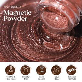MIZHSE Cat Eye Gel Nail Polish: Brown Magnetic Gel Polish with Magnet Stick, Ceramic Crystal Effect Galaxy Moonlight Shimmer Glitter Holographic Nail Gel Soak Off Nail Art Salon Manicure Home