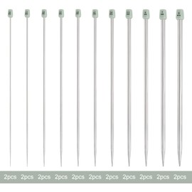 FEPITO Stainless Steel Knitting Needles Set, Straight Single Pointed Metal Knitting Needles, 11 Size from 2.0mm-8.0mm, 9.84 Inches Length for Handmade DIY Knitting