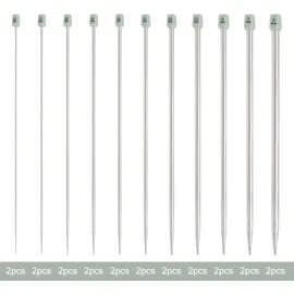 FEPITO Stainless Steel Knitting Needles Set, Straight Single Pointed Metal Knitting Needles, 11 Size from 2.0mm-8.0mm, 9.84 Inches Length for Handmade DIY Knitting
