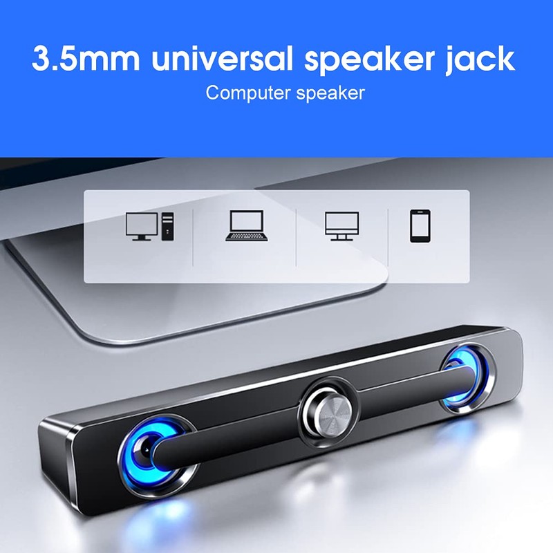 Topiky Soundbar, Computer Laptop Speaker, Small Professional Speaker, 3.5 mm,