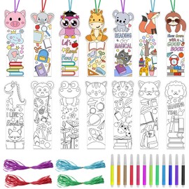 140PCS Color Your Own Bookmarks, 14 Styles Animal DIY Coloring Blank Bookmarks for Kids, Cartoon Animal Unfinished Page Marker for Reading Lover, Party Game Prize Classroom